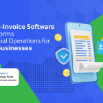 Illustration showing a mobile phone generating a digital invoice with credit cards and coins, representing how e-invoice software improves financial operations for UAE businesses.